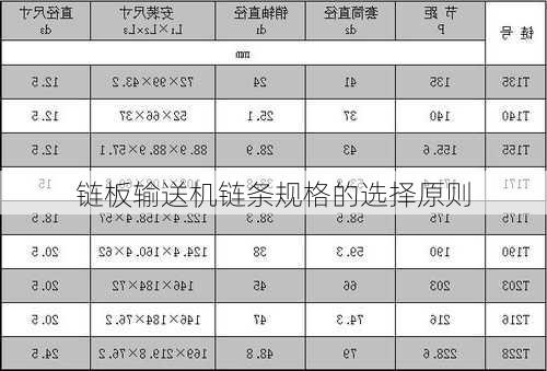 链板输送机链条规格的选择原则