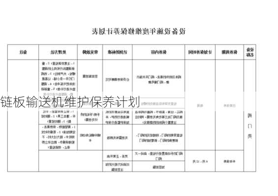 链板输送机维护保养计划