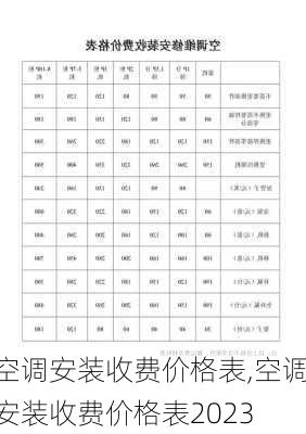 空调安装收费价格表,空调安装收费价格表2023