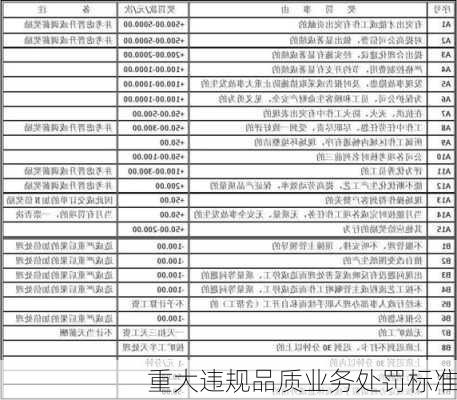 重大违规品质业务处罚标准