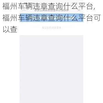 福州车辆违章查询什么平台,福州车辆违章查询什么平台可以查