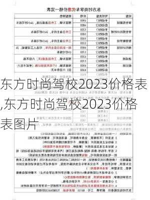 东方时尚驾校2023价格表,东方时尚驾校2023价格表图片