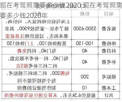 现在考驾照需要多少钱2020,现在考驾照需要多少钱2020年